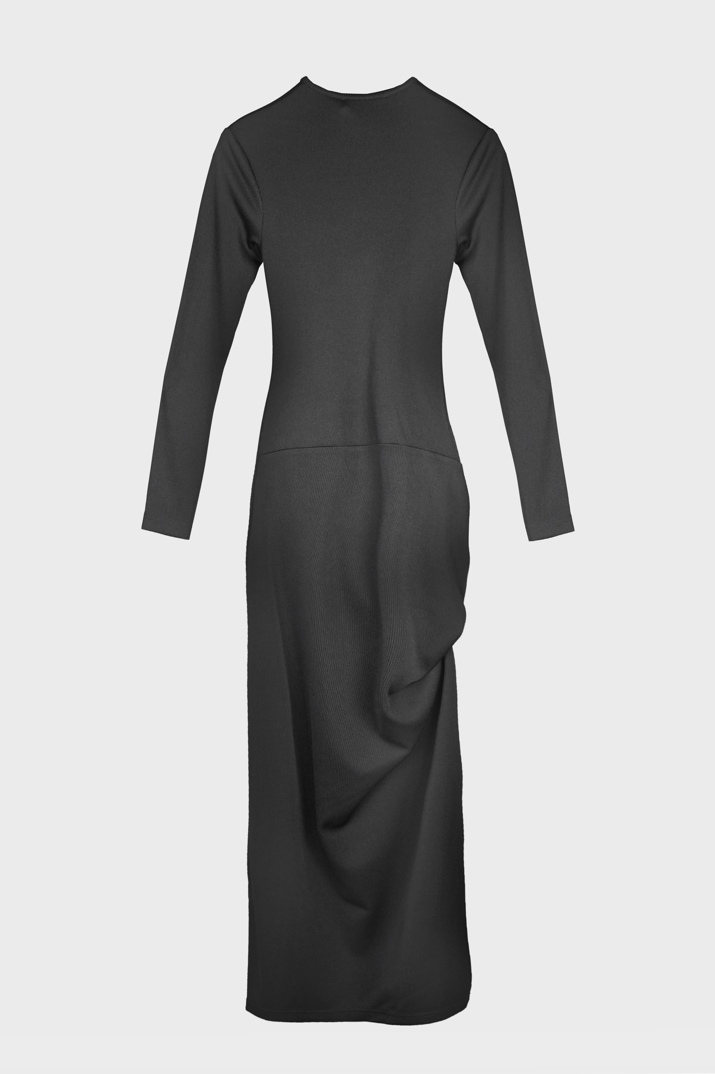 CRYSTAL PENDANT OPEN TWIST L/S DRESS BLACK