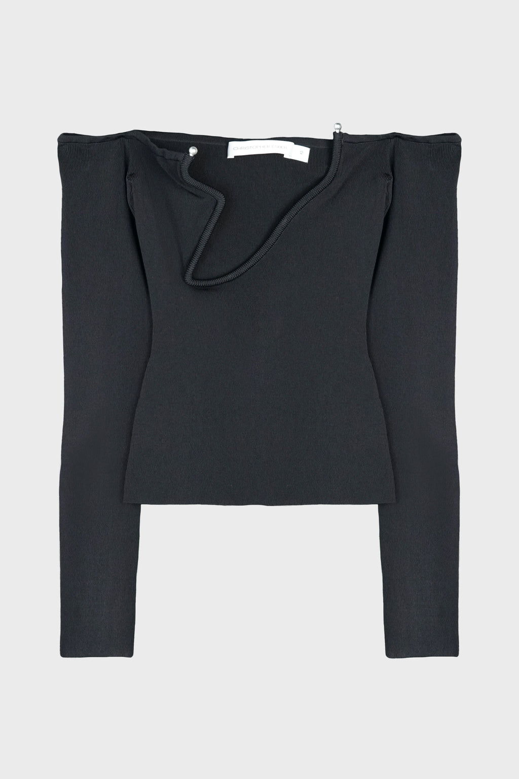 ODESSA ARCED KNITTED L/S TOP BLACK