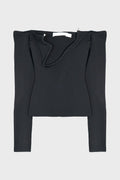 ODESSA ARCED KNITTED L/S TOP BLACK