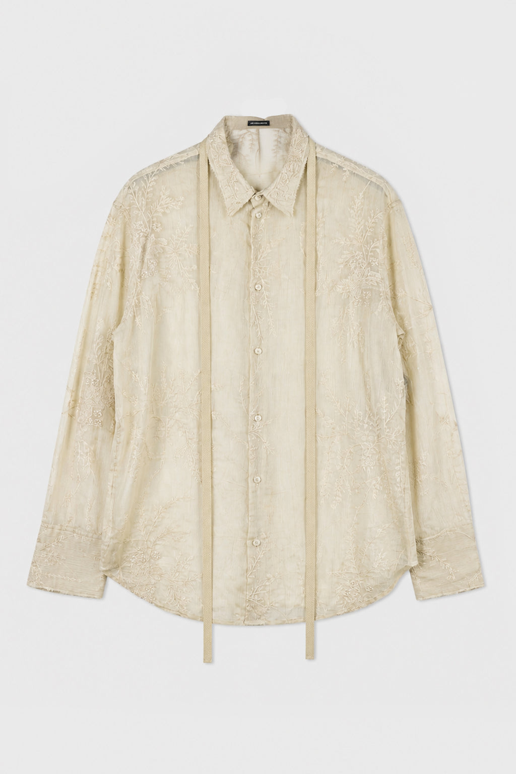ELGAR STANDARD SHIRT WITH RAW EDGES COLLAR AND RIBBON DETAIL MASTIC