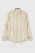 ELGAR STANDARD SHIRT WITH RAW EDGES COLLAR AND RIBBON DETAIL MASTIC