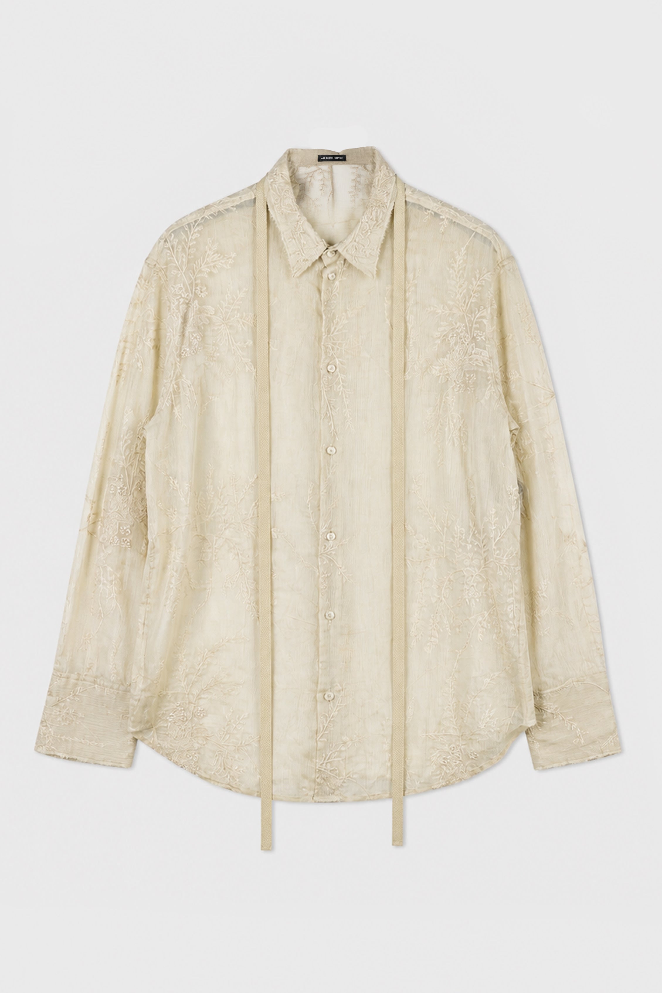 ELGAR STANDARD SHIRT WITH RAW EDGES COLLAR AND RIBBON DETAIL MASTIC
