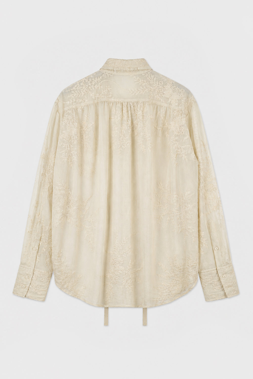 ELGAR STANDARD SHIRT WITH RAW EDGES COLLAR AND RIBBON DETAIL MASTIC