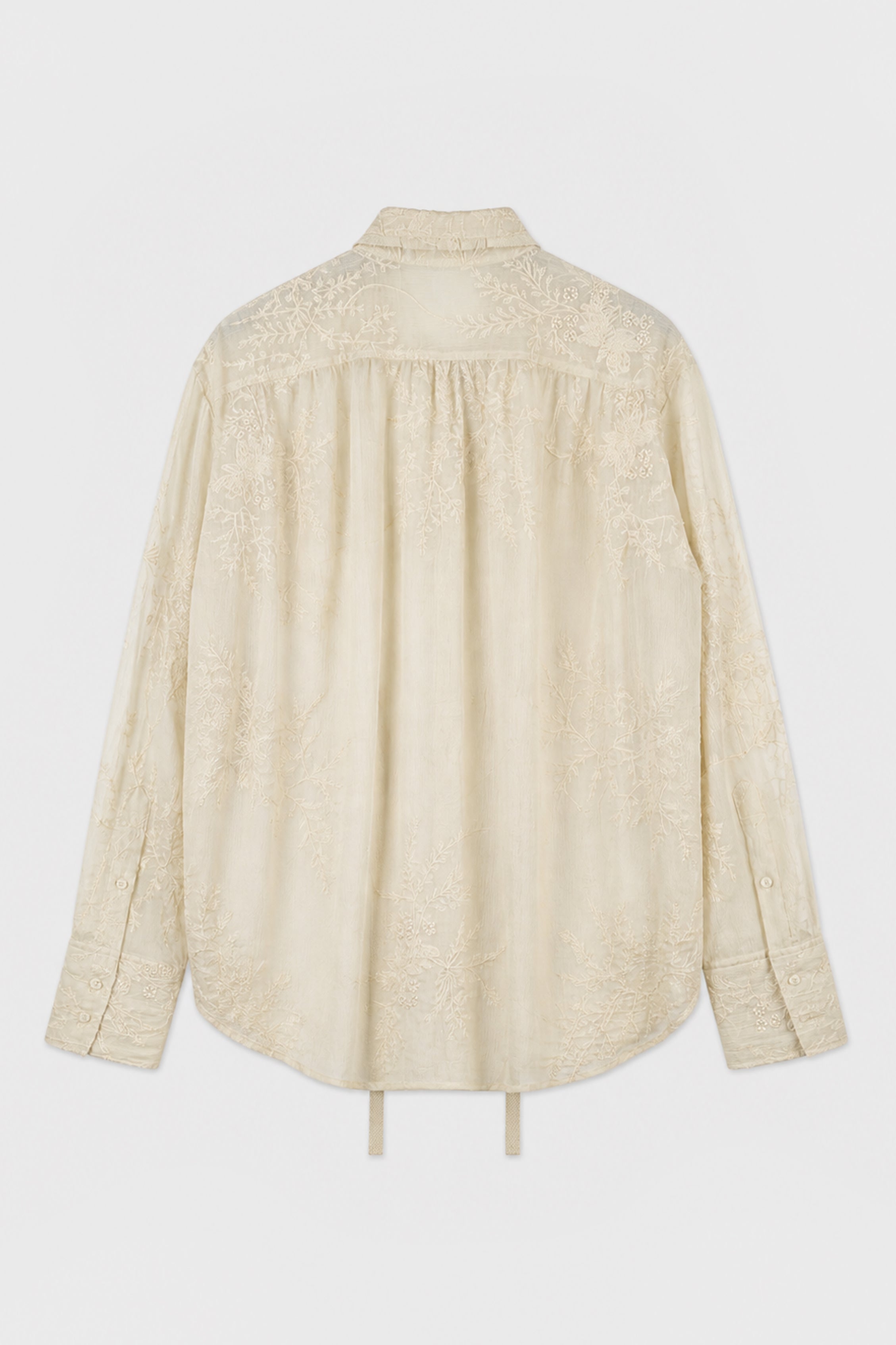 ELGAR STANDARD SHIRT WITH RAW EDGES COLLAR AND RIBBON DETAIL MASTIC