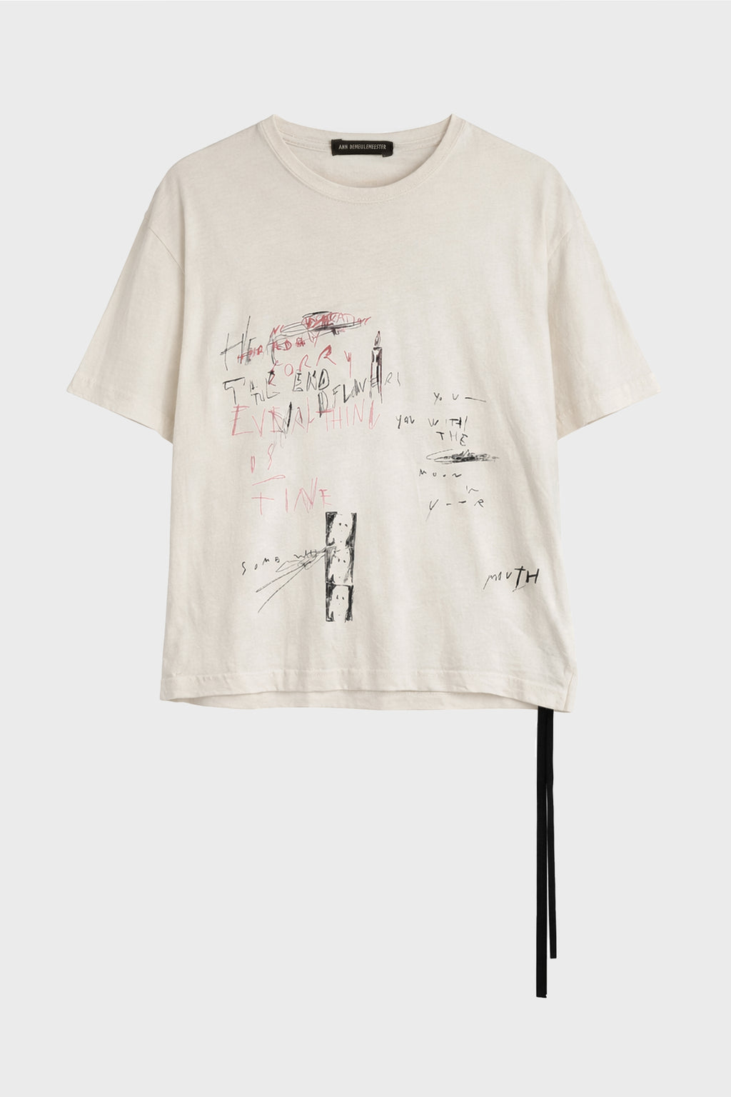 LU RELAX FIT BOXY T-SHIRT WITH "EVERYTHING IS FINE SKETCH" PRINT IVORY