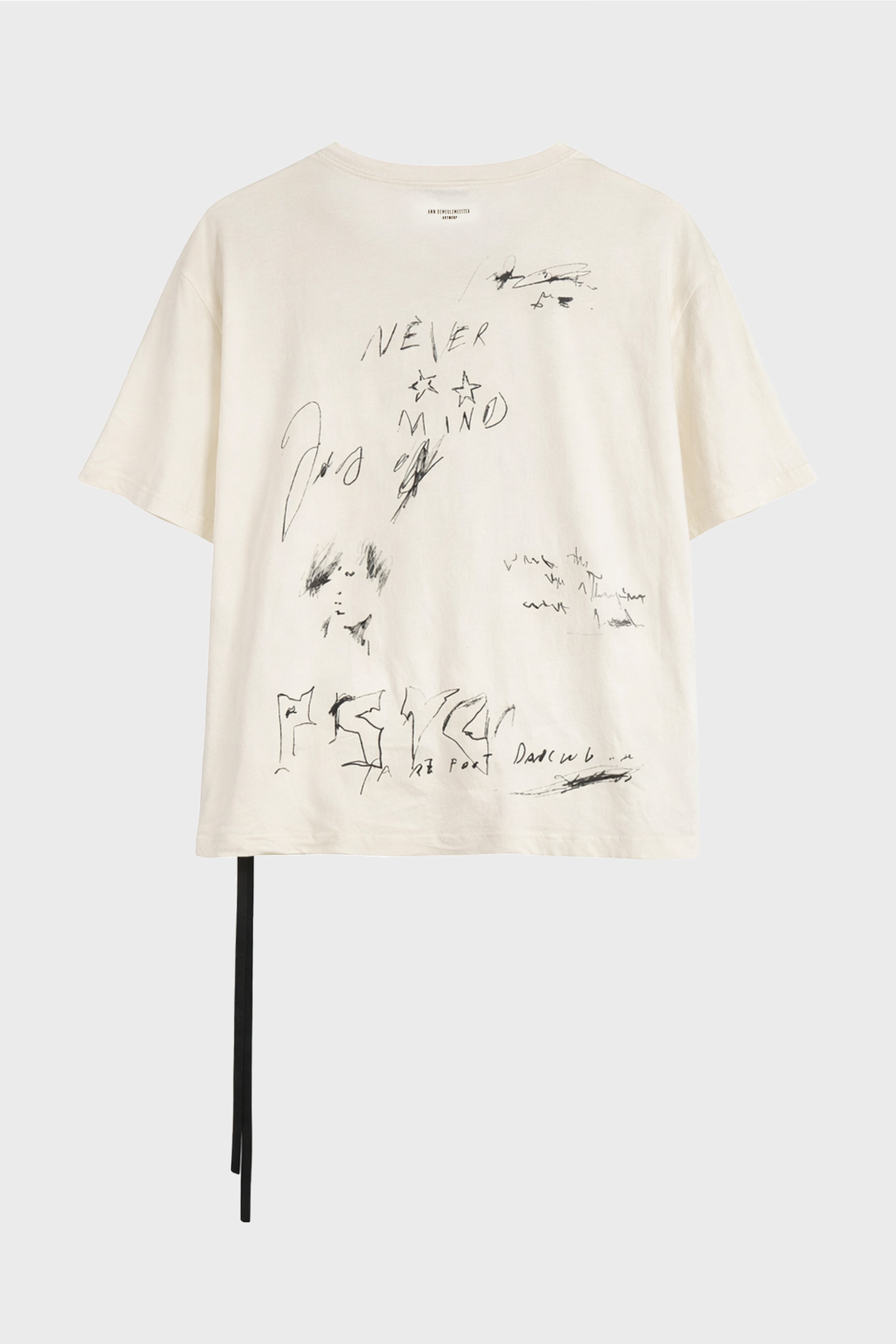 LU RELAX FIT BOXY T-SHIRT WITH "EVERYTHING IS FINE SKETCH" PRINT IVORY