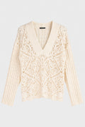 RUNAR DEEP V-NECK COMFORT SWEATER NATURAL WHITE
