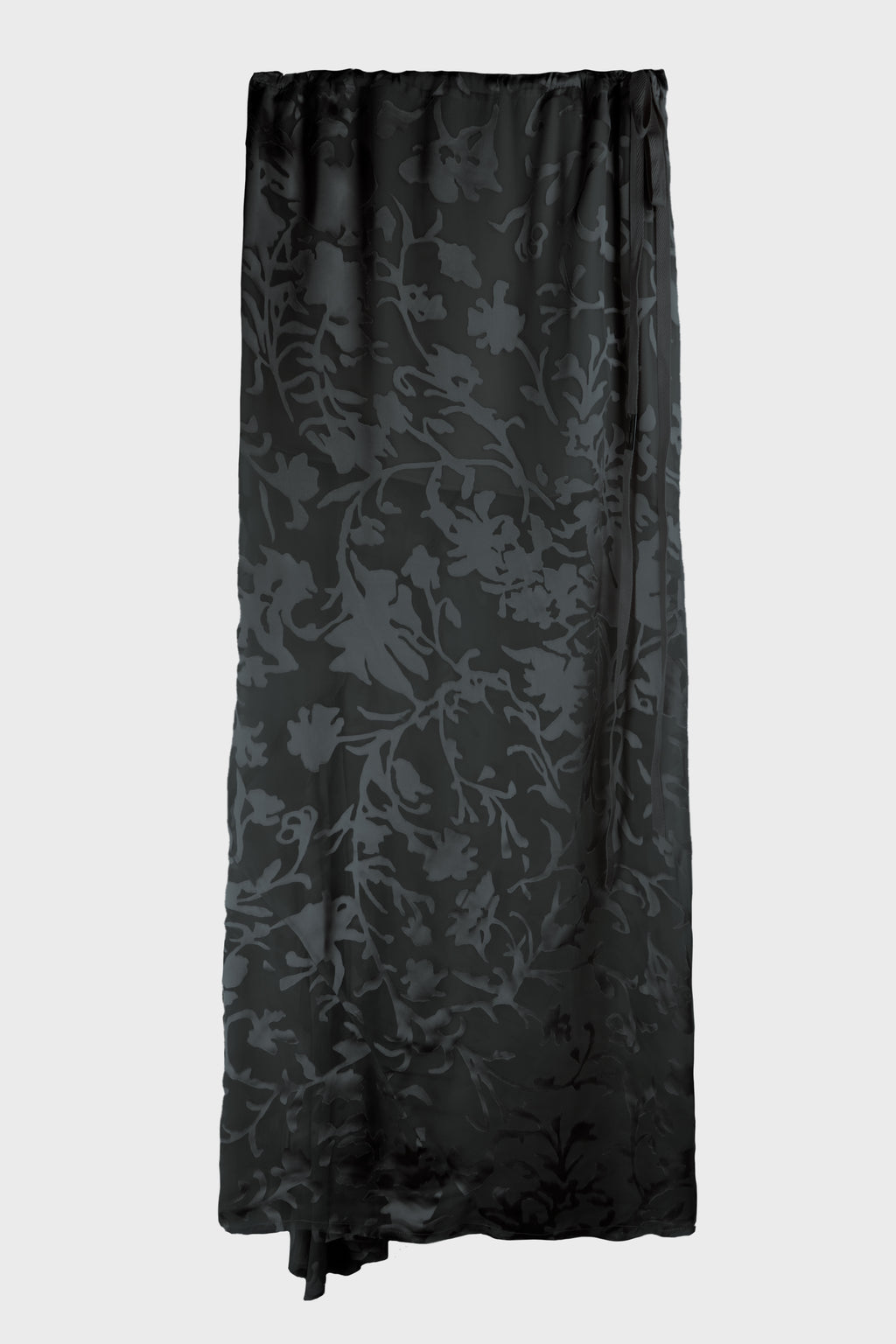 EVELINE LONG BIAS SKIRT DÉVORÉ RAMAGE SATIN BLACK