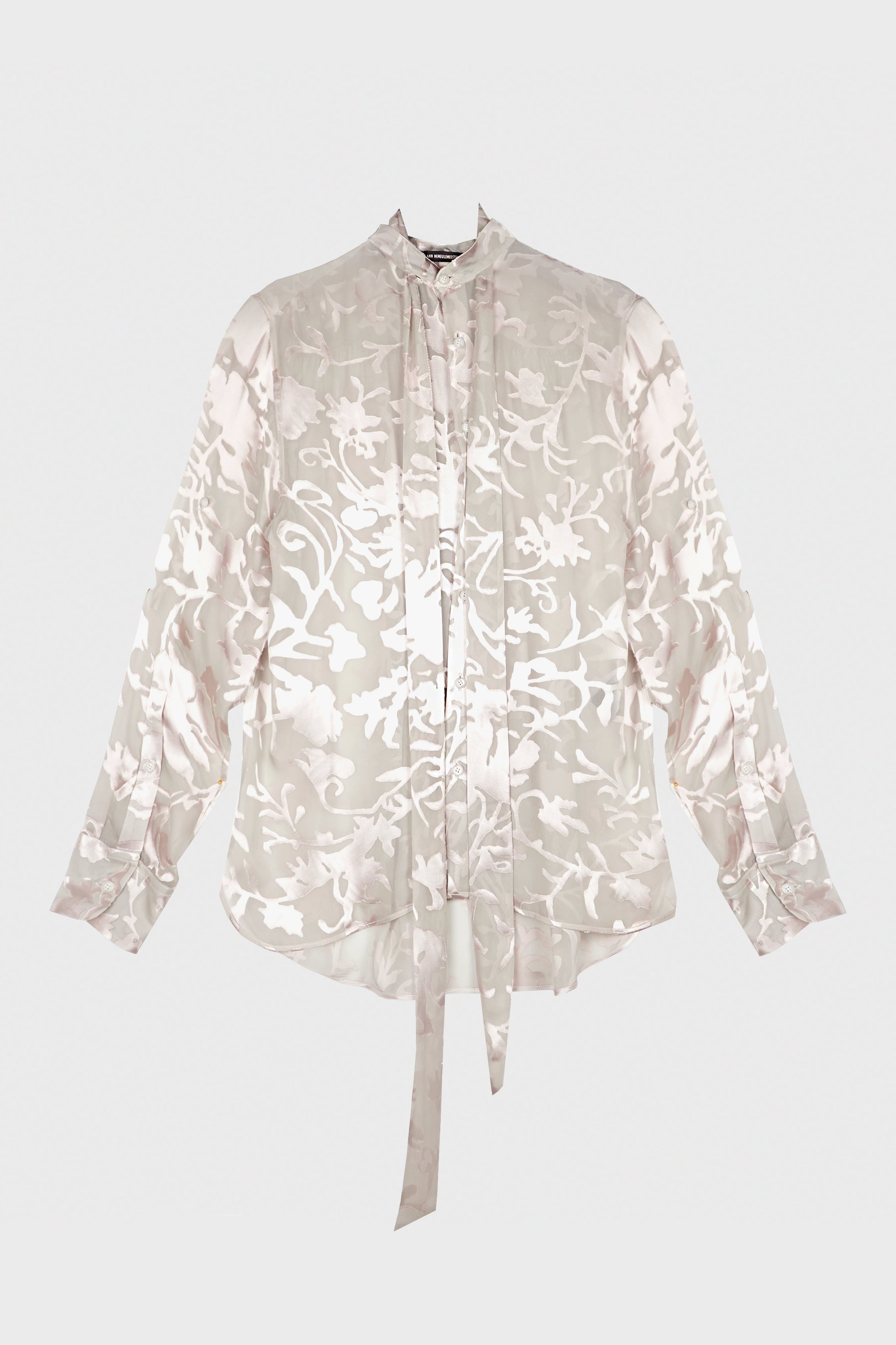 DIEN STAND COLLAR LONG SHIRT PALE ROSE