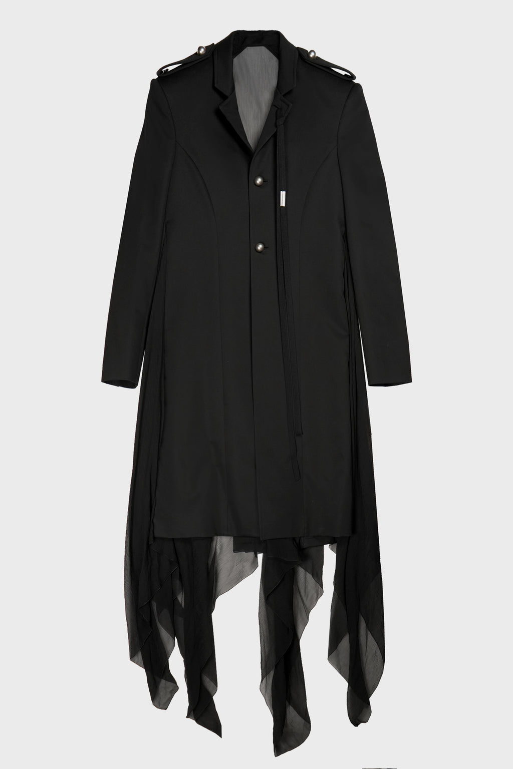 FENA HYBRID OVERCOAT WITH SILK CREPONNE FLUID PANELS BLACK