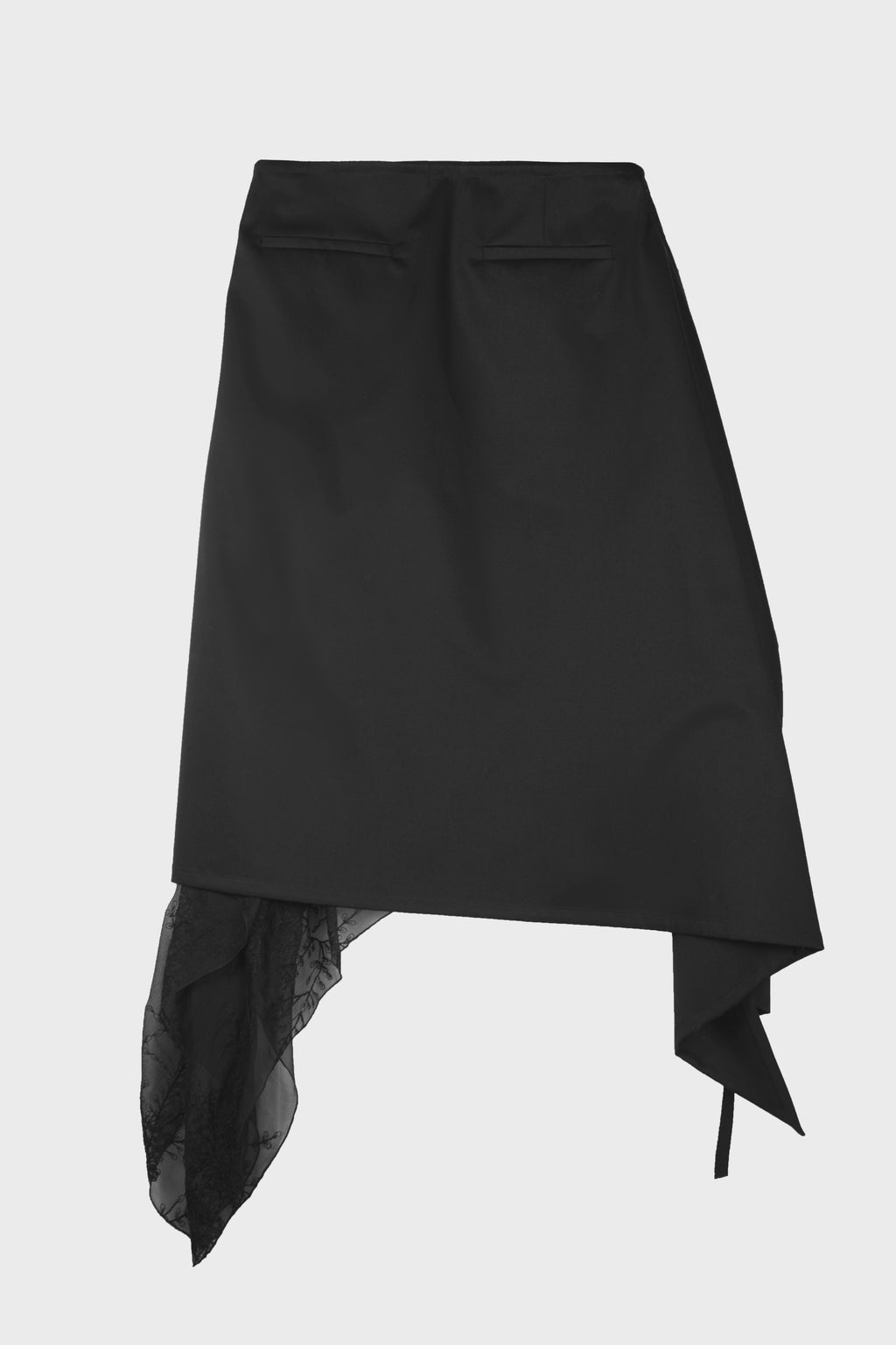 ILMA WRAP SKIRT WITH EMBROIDERD SILK CREPONNE PANELS BLACK