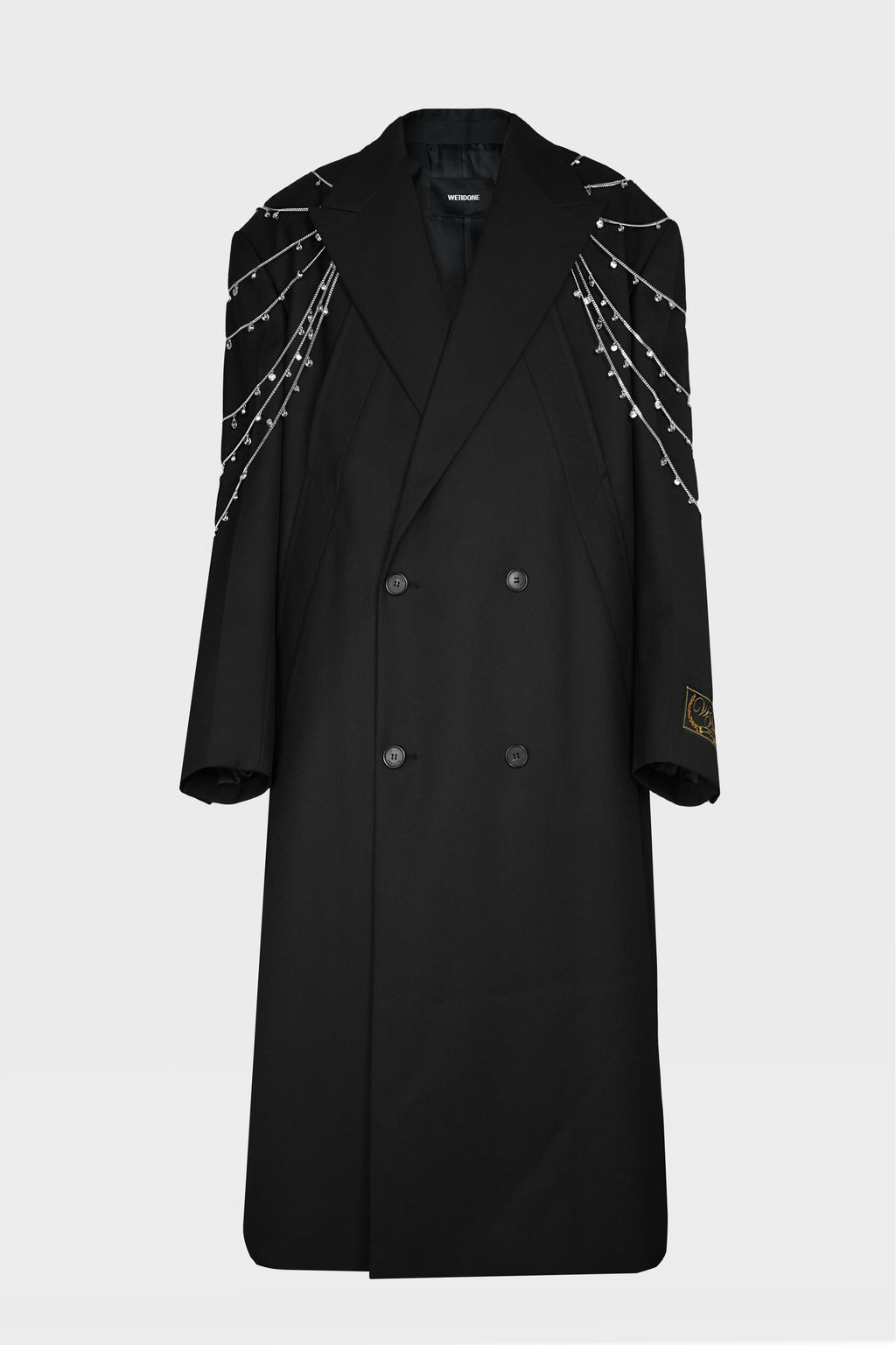 CRYSTAL DETACHABLE MAXI COAT BLACK