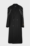 CRYSTAL DETACHABLE MAXI COAT BLACK