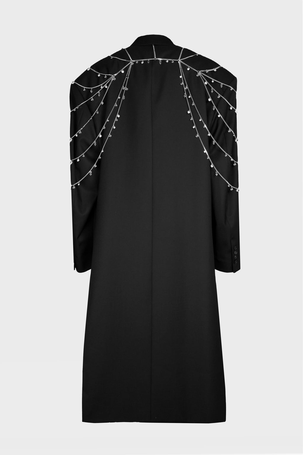 CRYSTAL DETACHABLE MAXI COAT BLACK