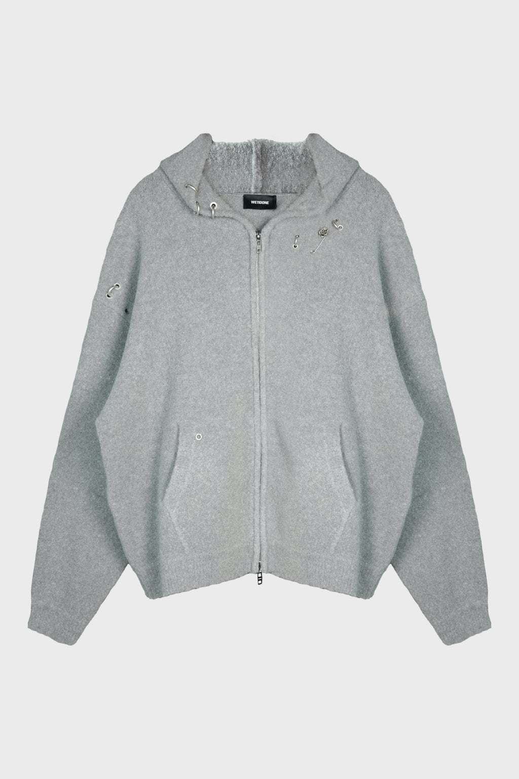 ROSE WITH THORNS OVERSIZED ZIP-UP GREY