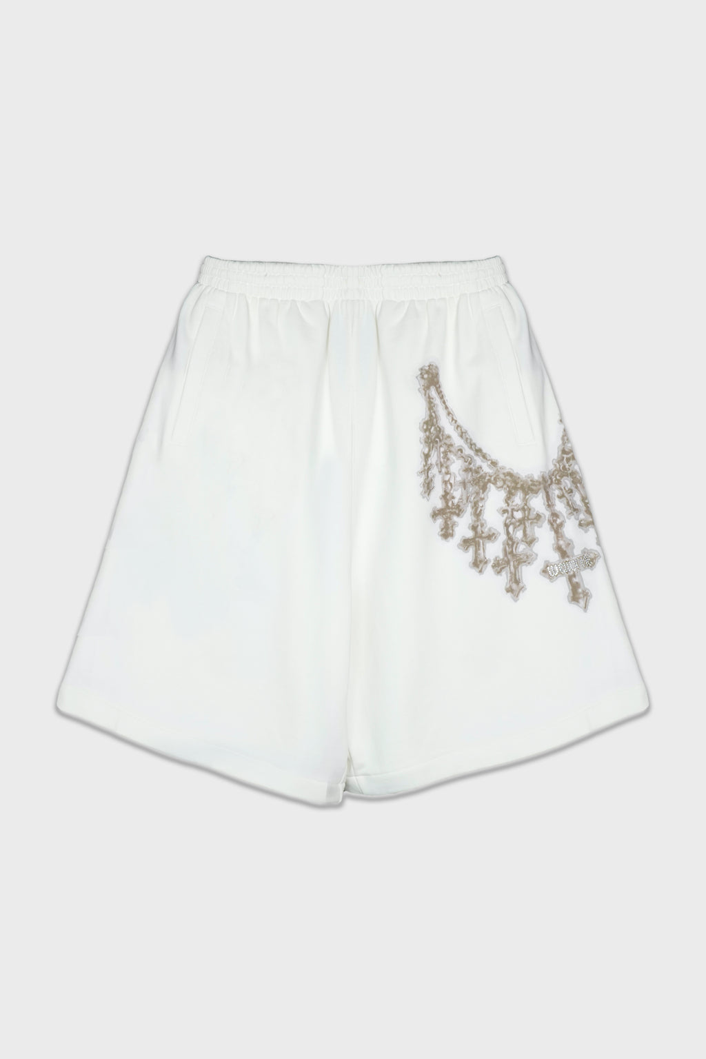 CROSS NECKLACE SWEAT SHORTS WHITE