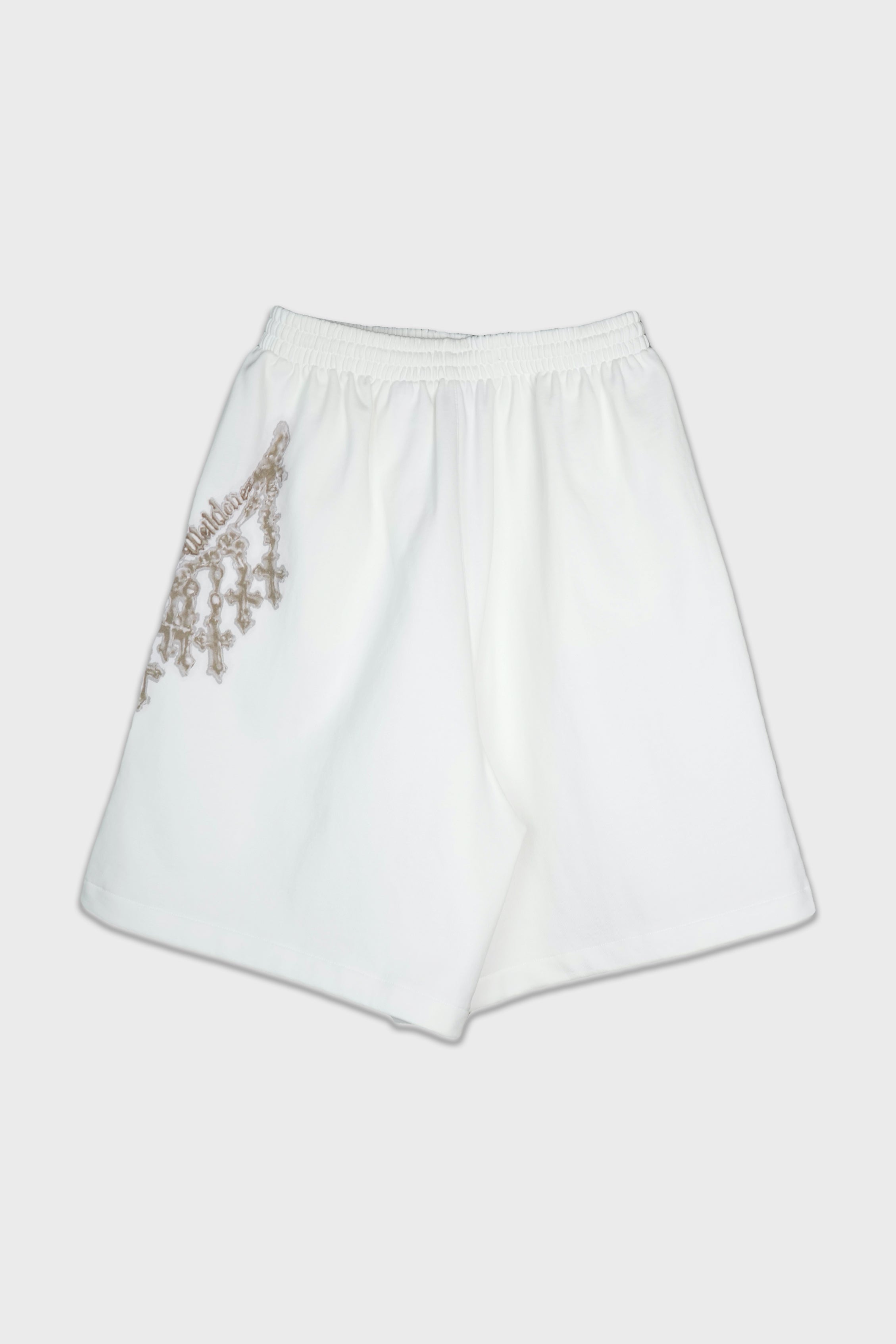 CROSS NECKLACE SWEAT SHORTS WHITE