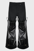 LAYERED FAUX LEATHER BOOTS PANTS BLACK