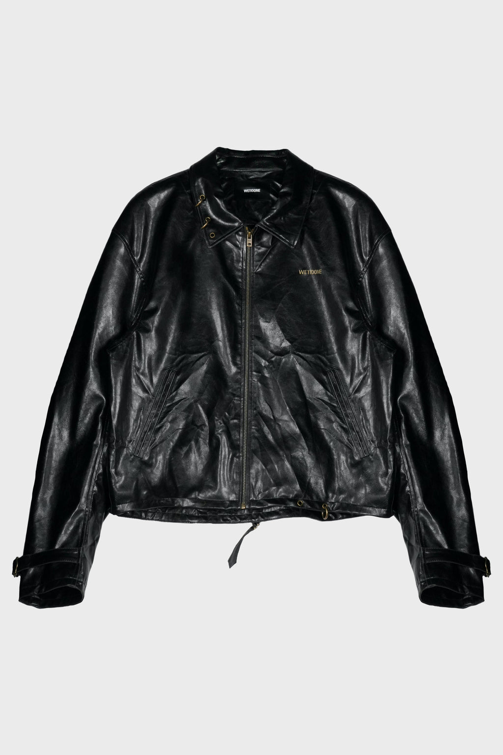 PIERCING FAUX LEATHER JACKET BLACK