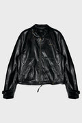 PIERCING FAUX LEATHER JACKET BLACK