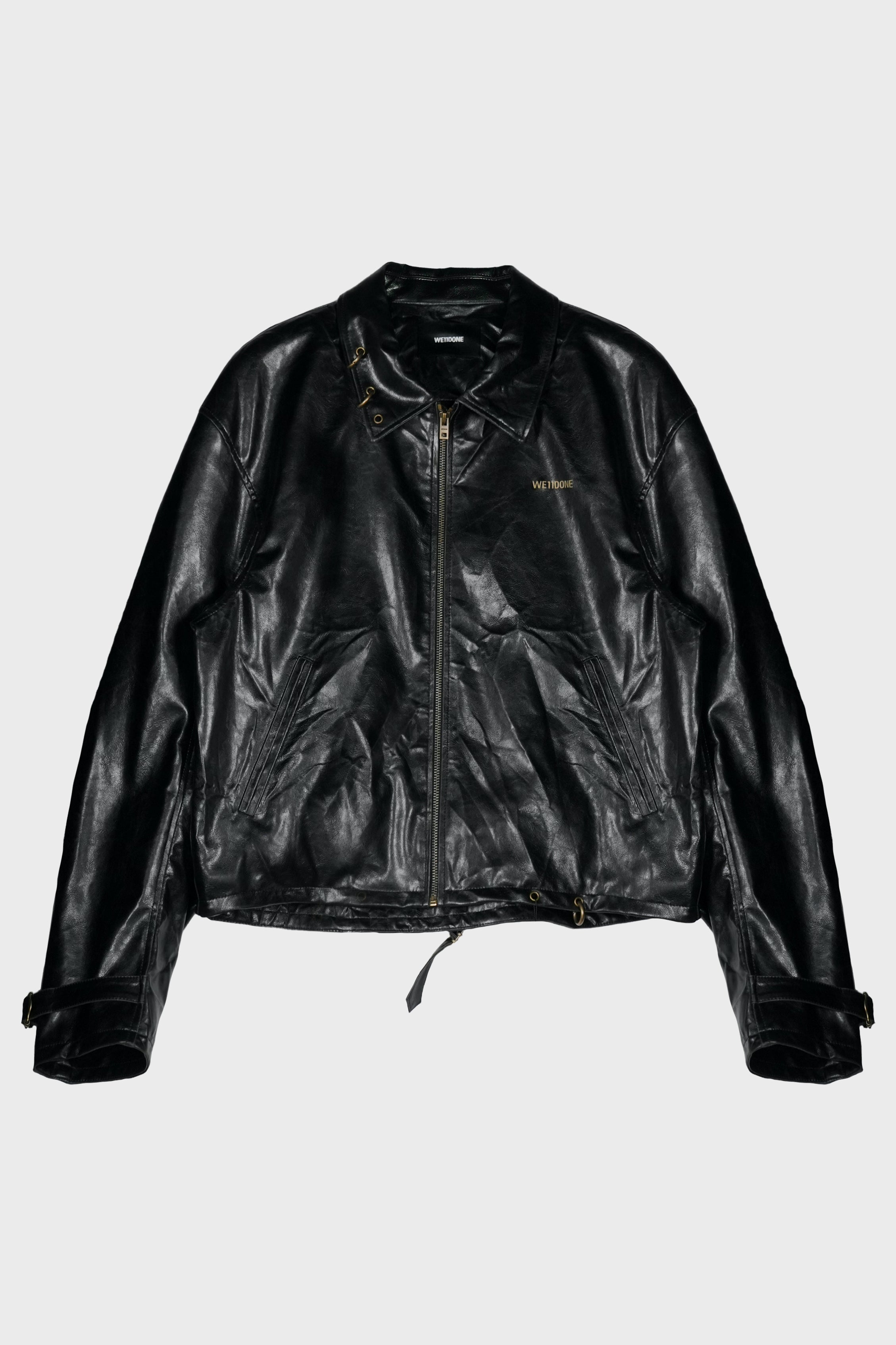 PIERCING FAUX LEATHER JACKET BLACK