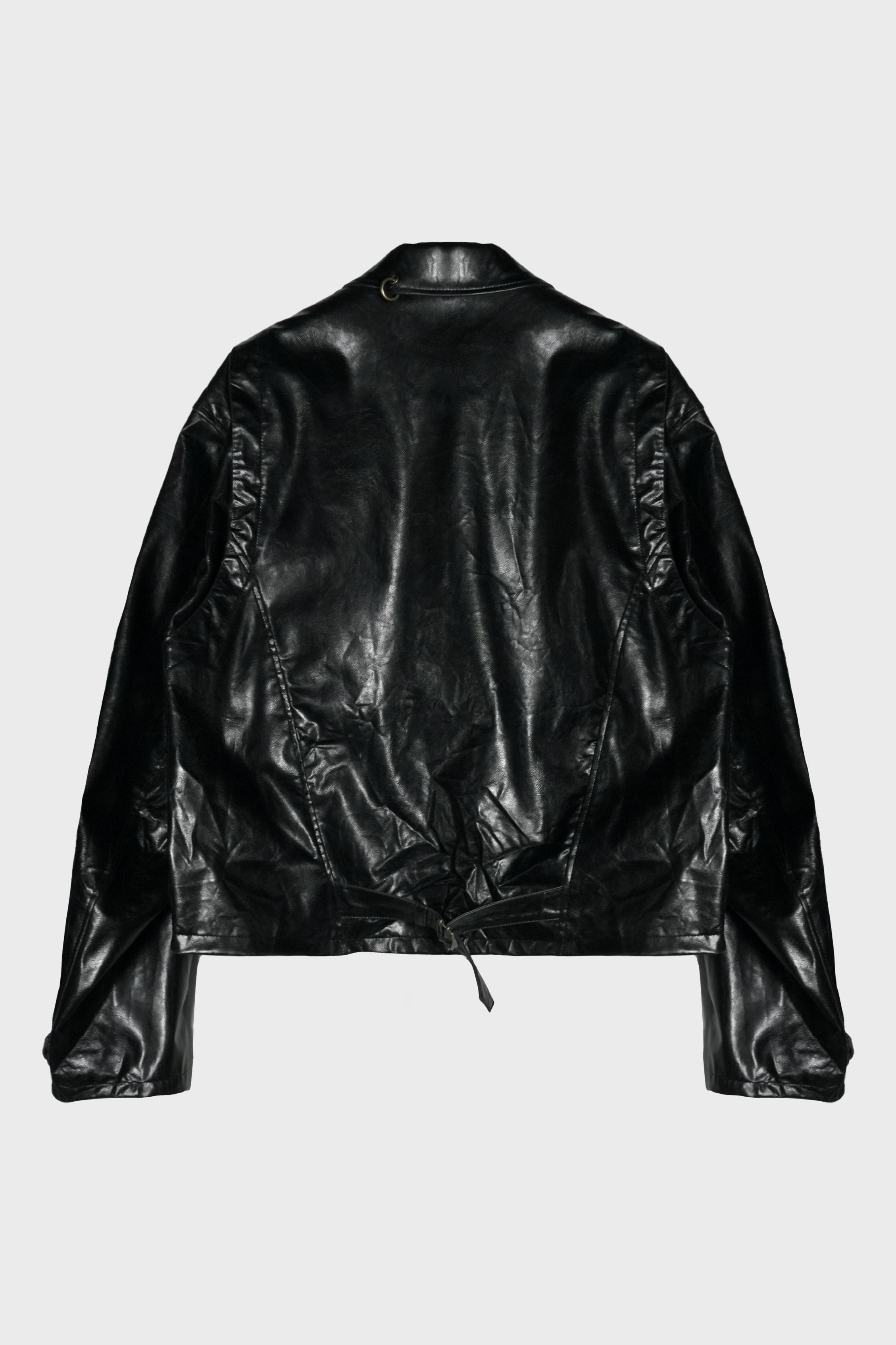PIERCING FAUX LEATHER JACKET BLACK