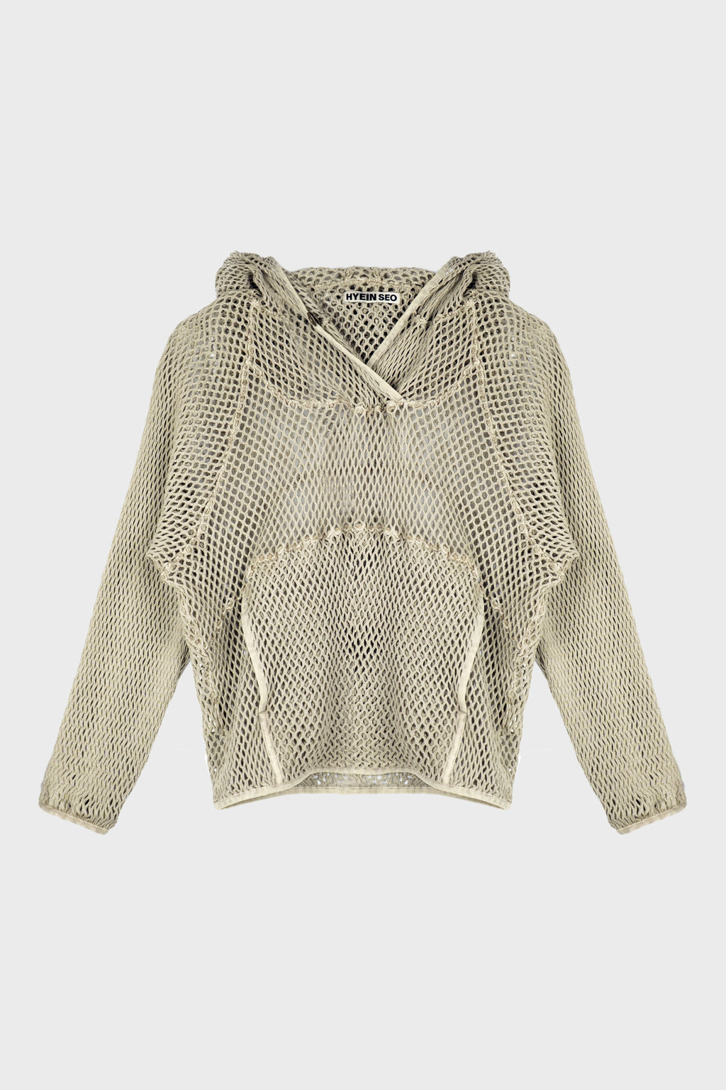 WASHED MESH HOODIE MOSS BEIGE