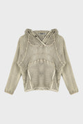 WASHED MESH HOODIE MOSS BEIGE
