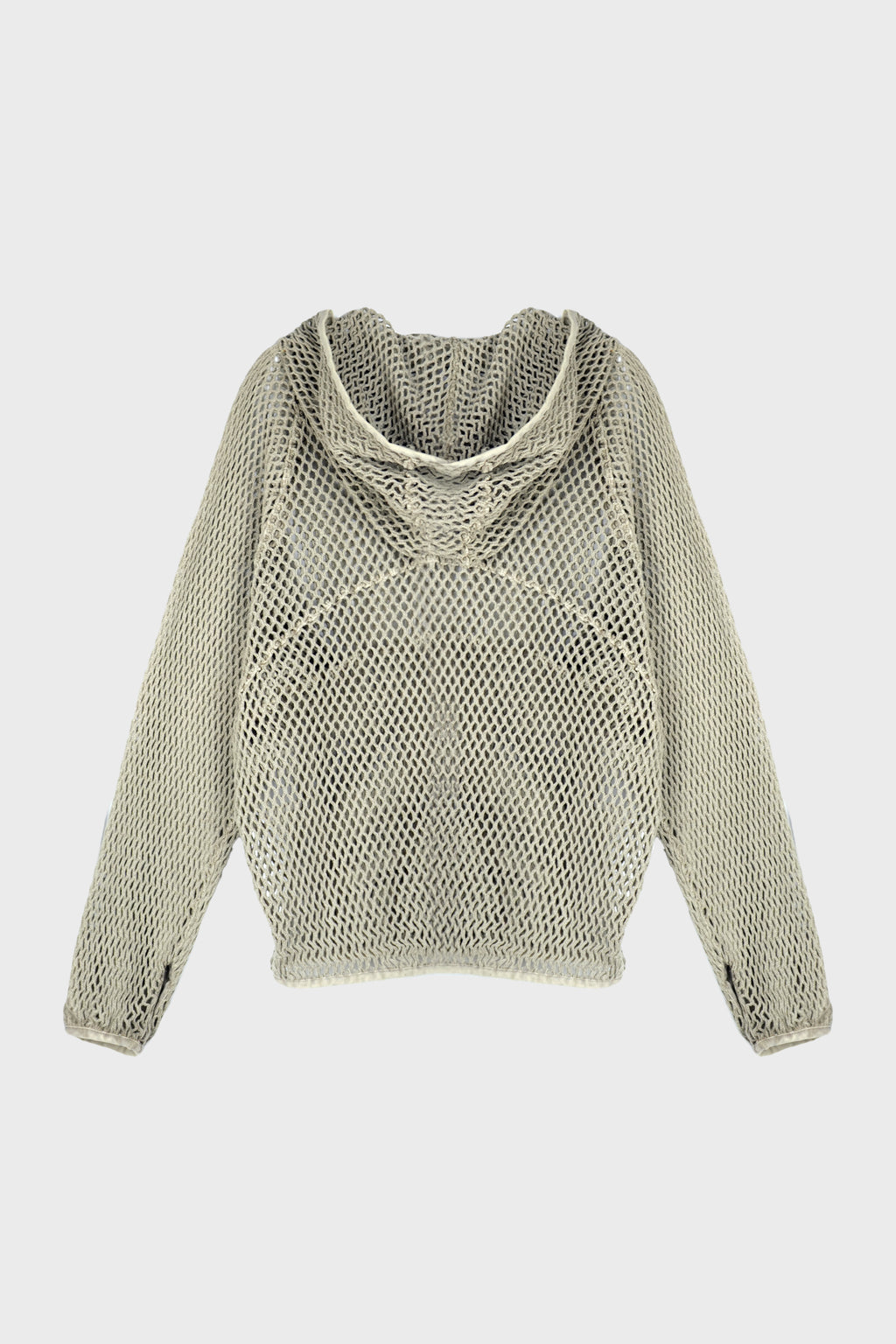 WASHED MESH HOODIE MOSS BEIGE