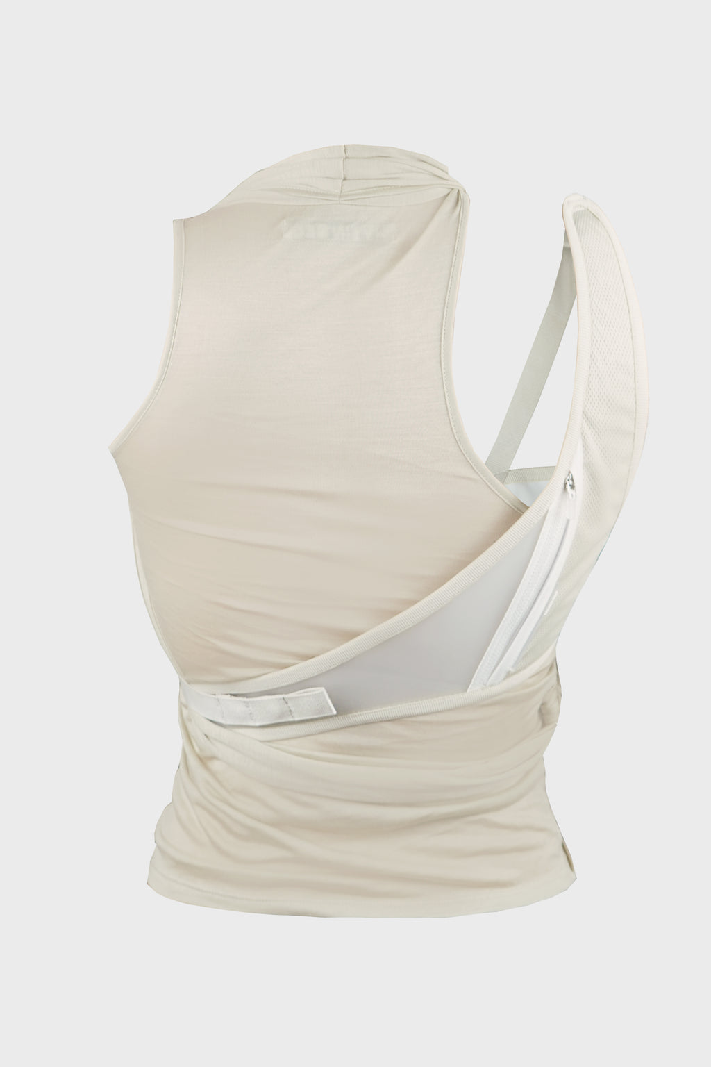 SLEEVELESS KNOT TOP w/ BACK STRAP MOSS BEIGE