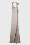 KNOTTED HALTER DRESS BEIGE