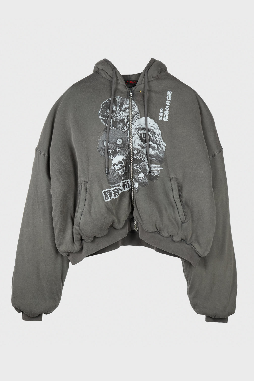 WADDED HOODIE WASHED BLACK