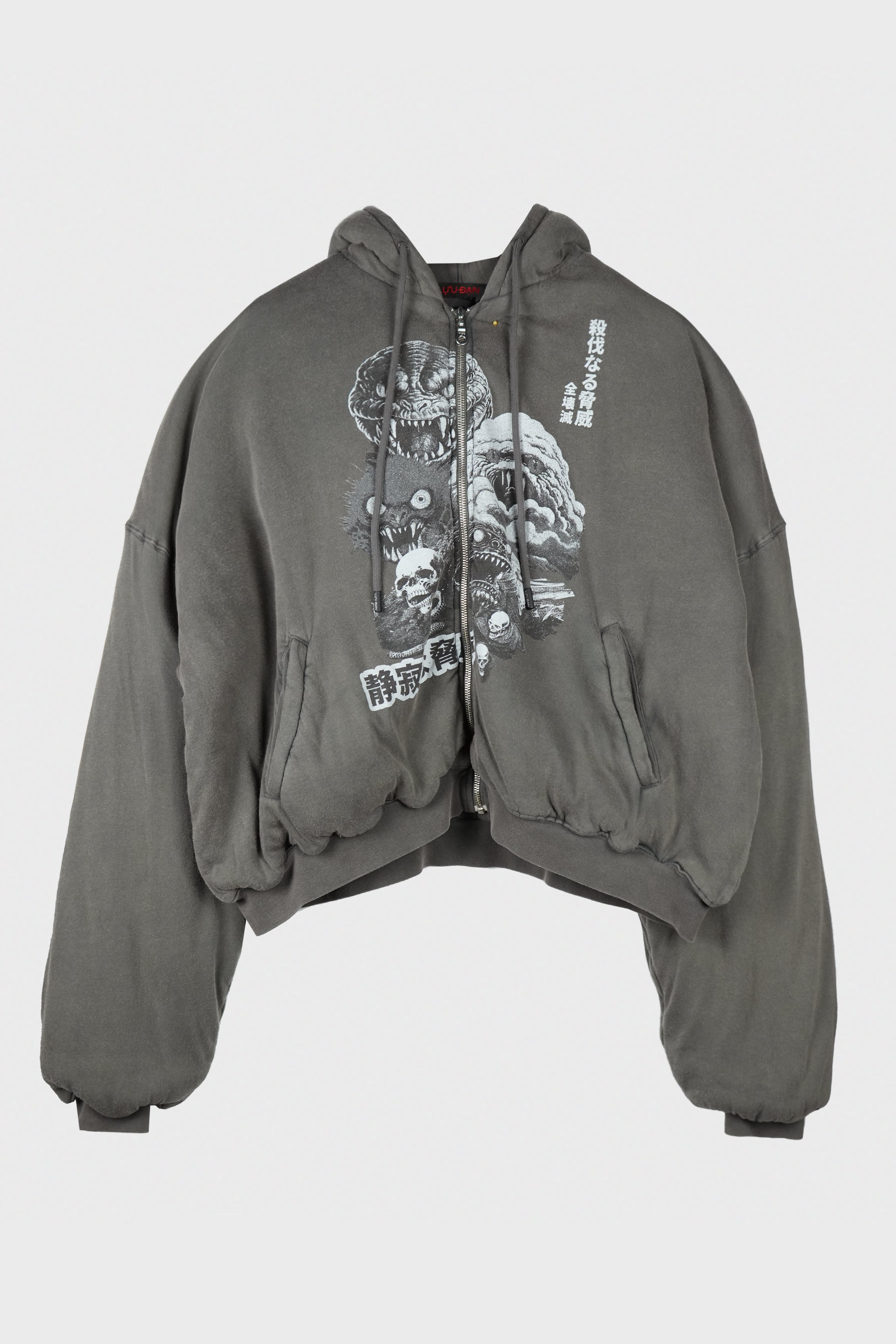 WADDED HOODIE WASHED BLACK