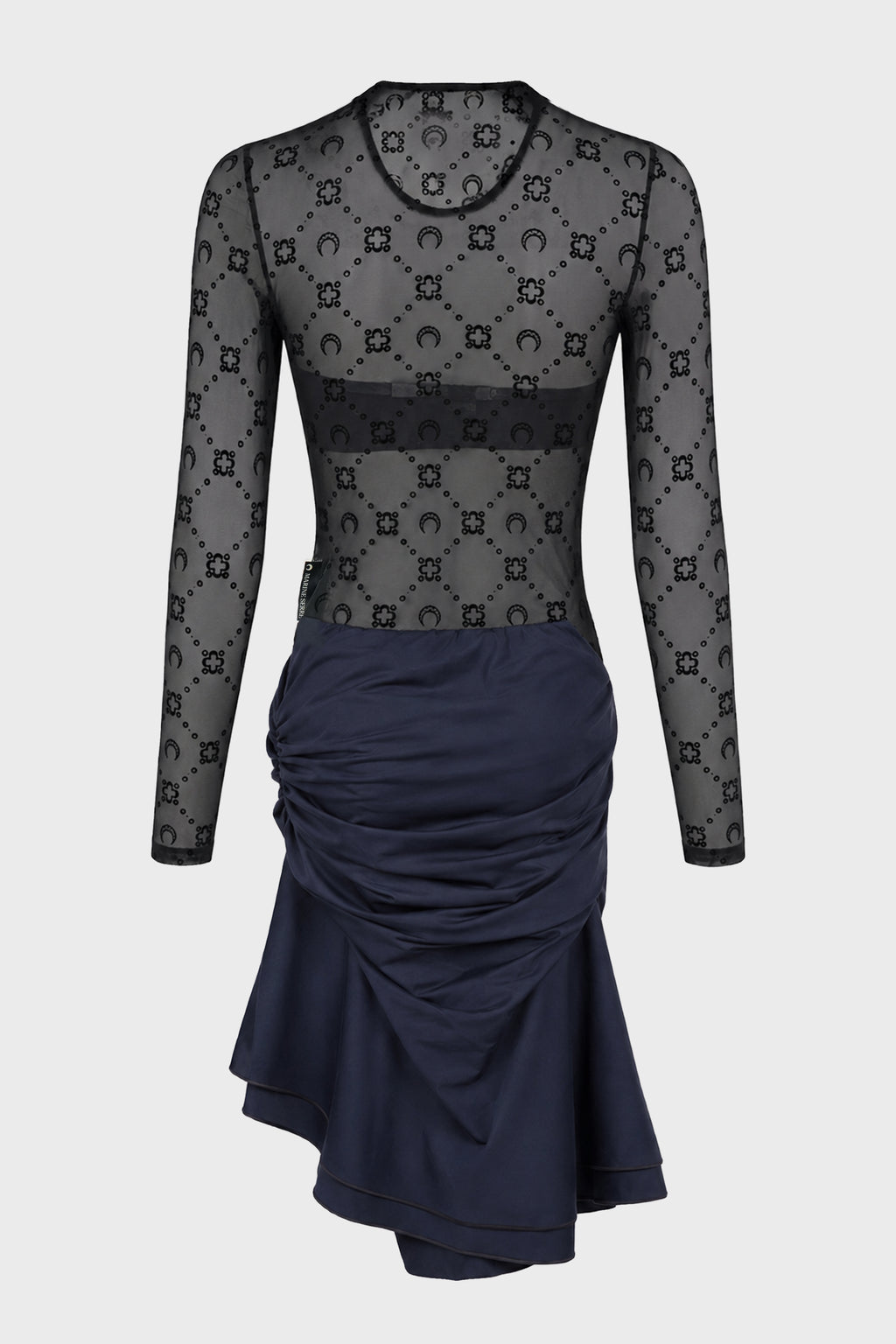 MOONOGRAM MESH FLOCK MINI DRESS BLACK