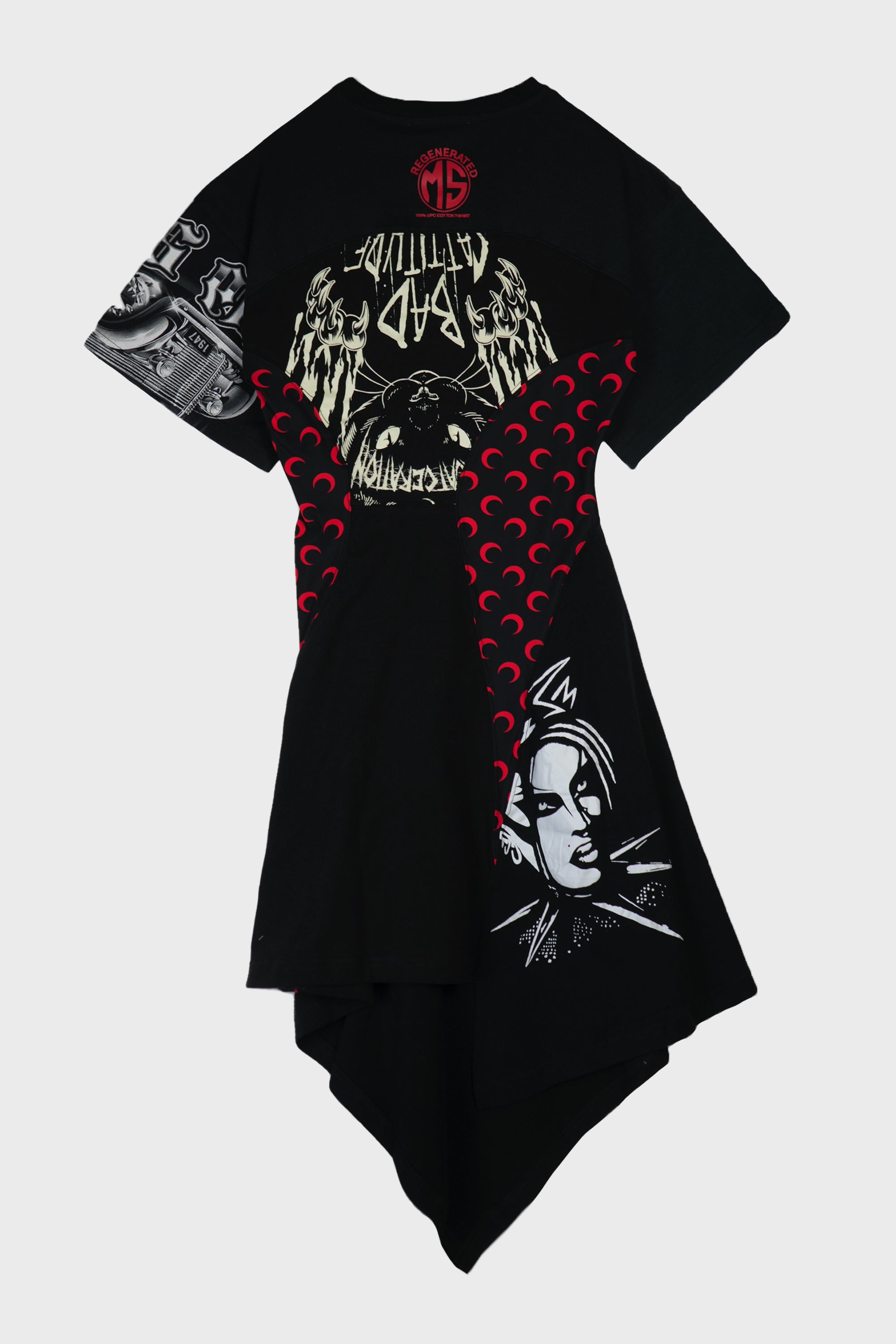 UPC JERSEY KNEE LENGTH DRESS BLACK/RED