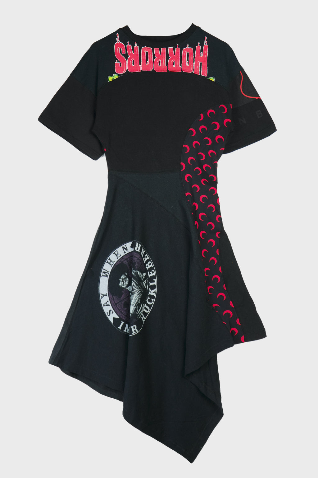 UPC JERSEY KNEE LENGTH DRESS BLACK/RED
