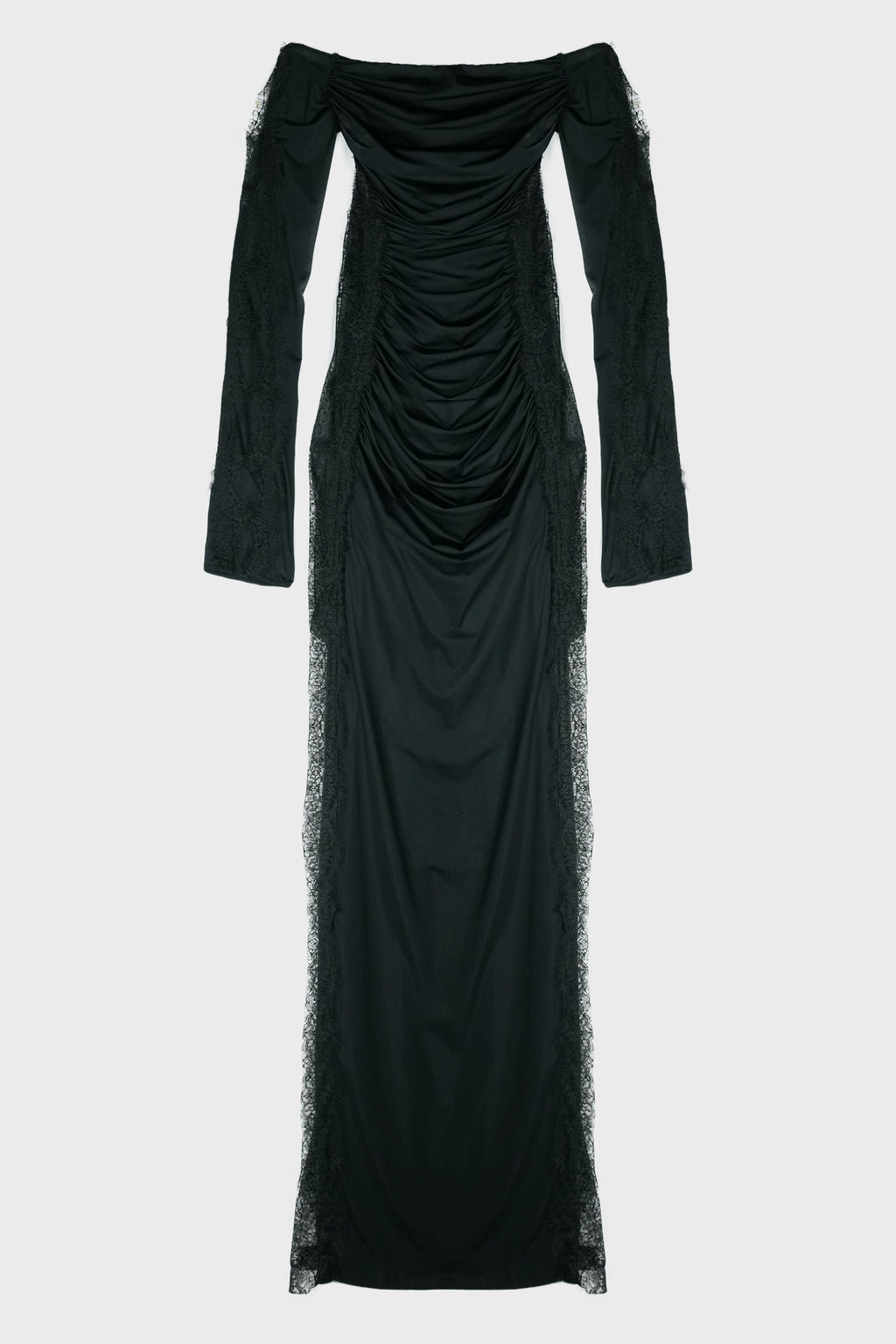 OFFSHOULDER DRESS W/LACE BLACK