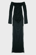 OFFSHOULDER DRESS W/LACE BLACK