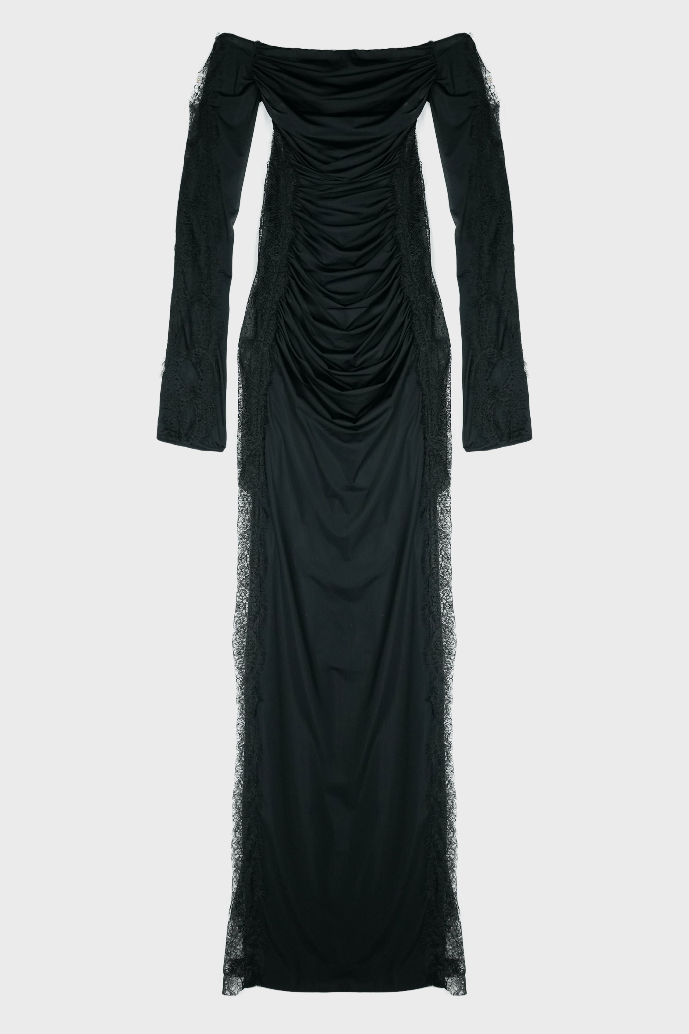 OFFSHOULDER DRESS W/LACE BLACK