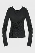 JERSEY TOP W/LACE BLACK