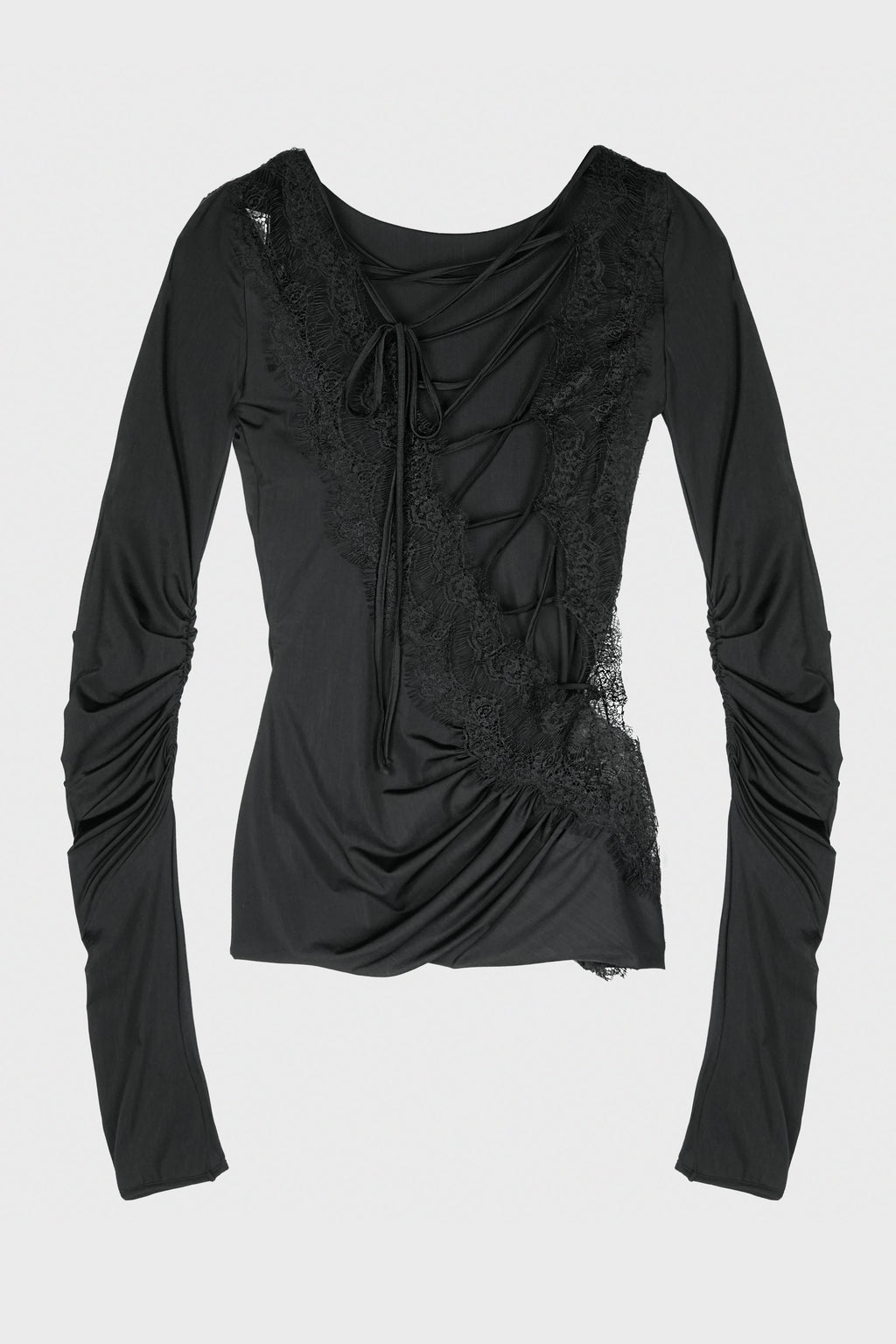 JERSEY TOP W/LACE BLACK