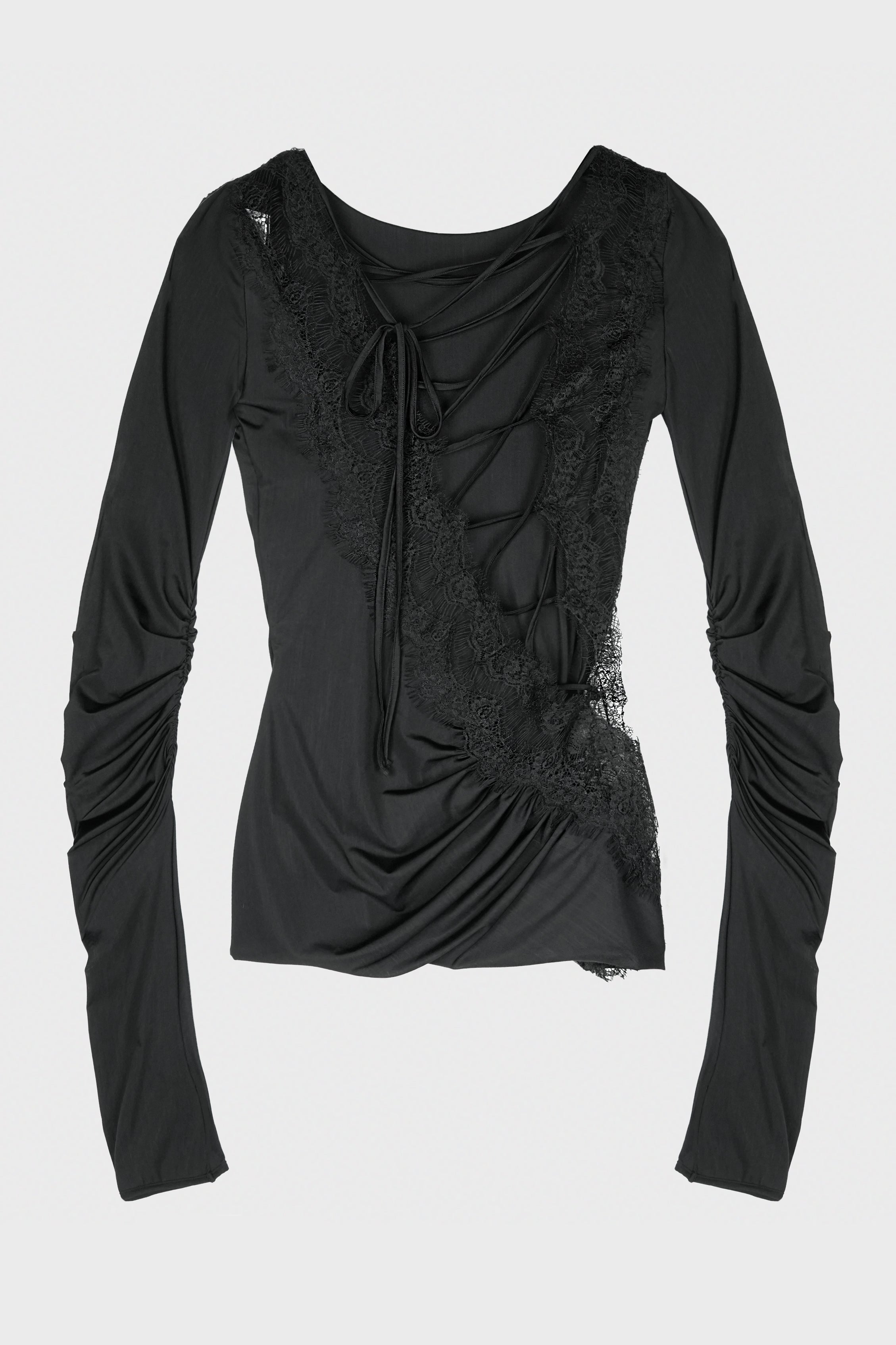 JERSEY TOP W/LACE BLACK