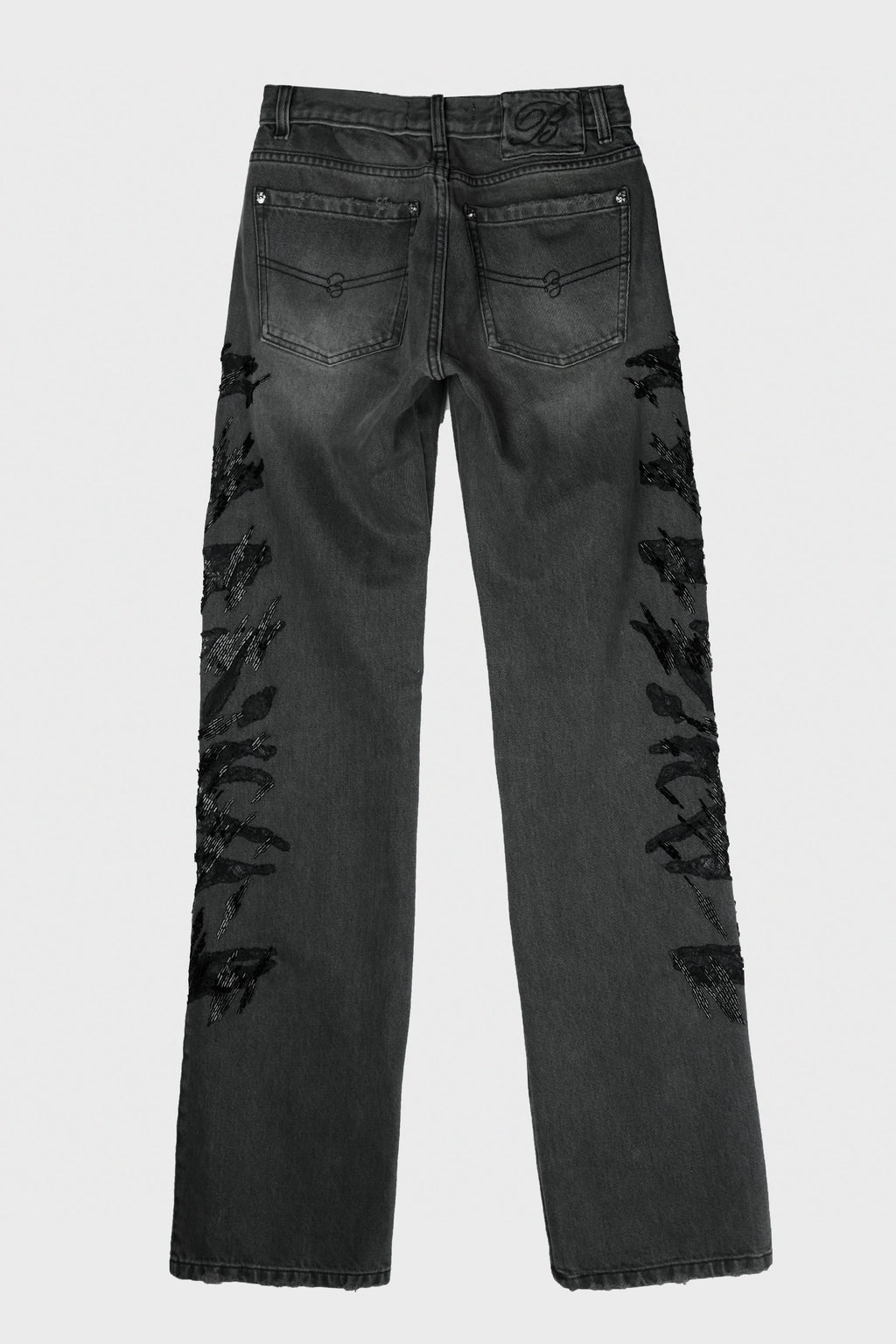 EMBR DENIM PANT BLACK