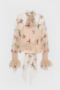 EMBR NET TOP CAMEL BEIGE/MULTICOL