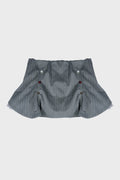PLEATED MINI TULLE SKIRT PINSTRIPE BUTTONS GREY