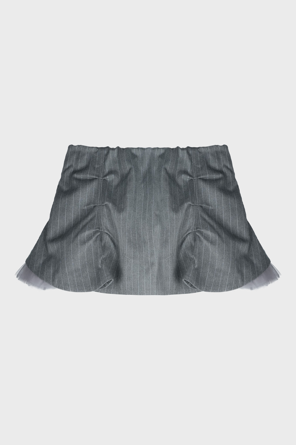 PLEATED MINI TULLE SKIRT PINSTRIPE BUTTONS GREY