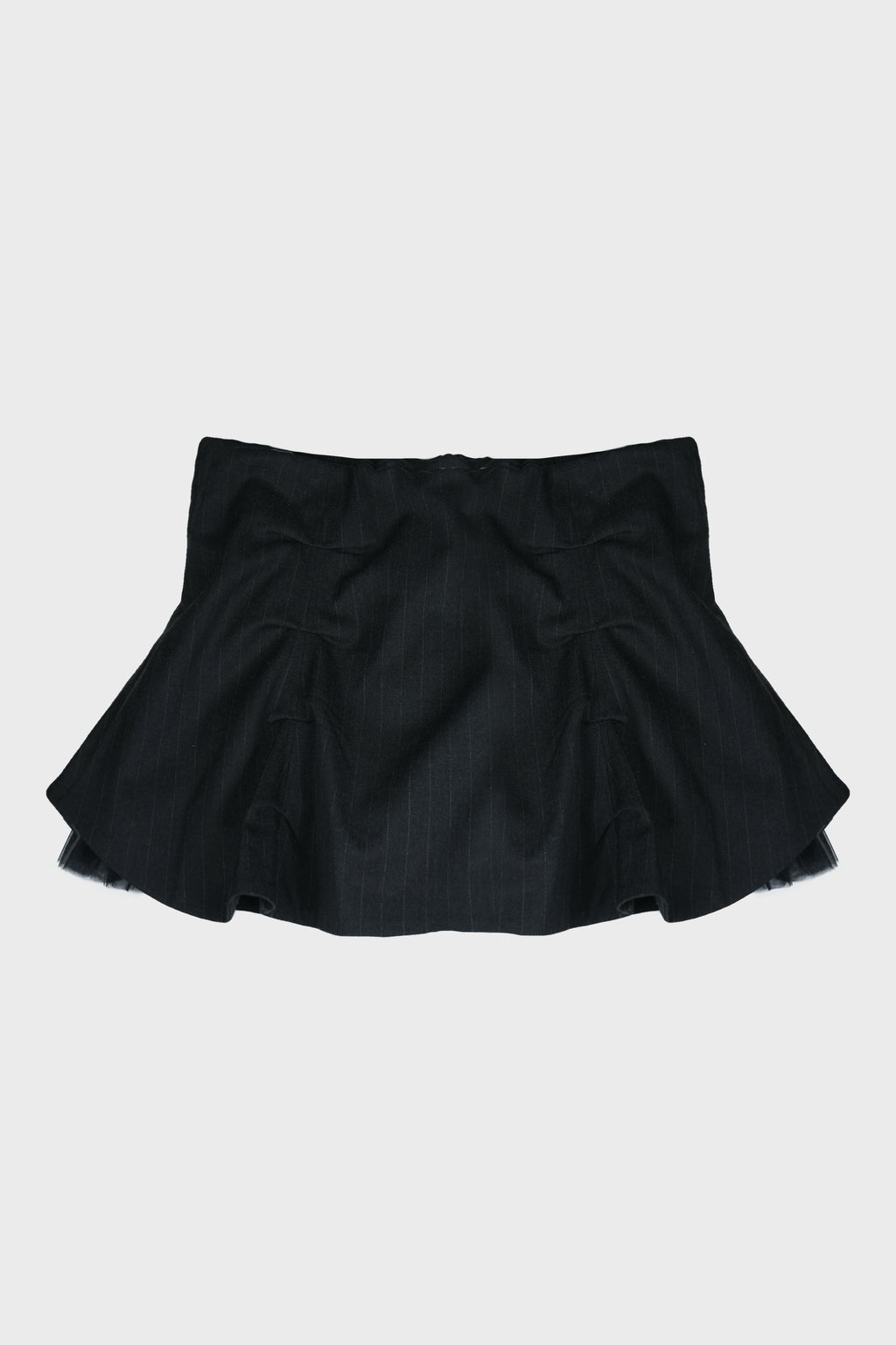 PLEATED MINI TULLE SKIRT PINSTRIPE BLACK