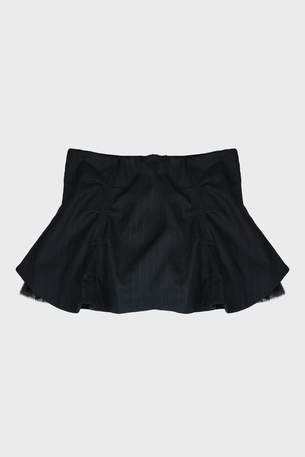 PLEATED MINI TULLE SKIRT PINSTRIPE BLACK