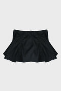 PLEATED MINI TULLE SKIRT PINSTRIPE BLACK