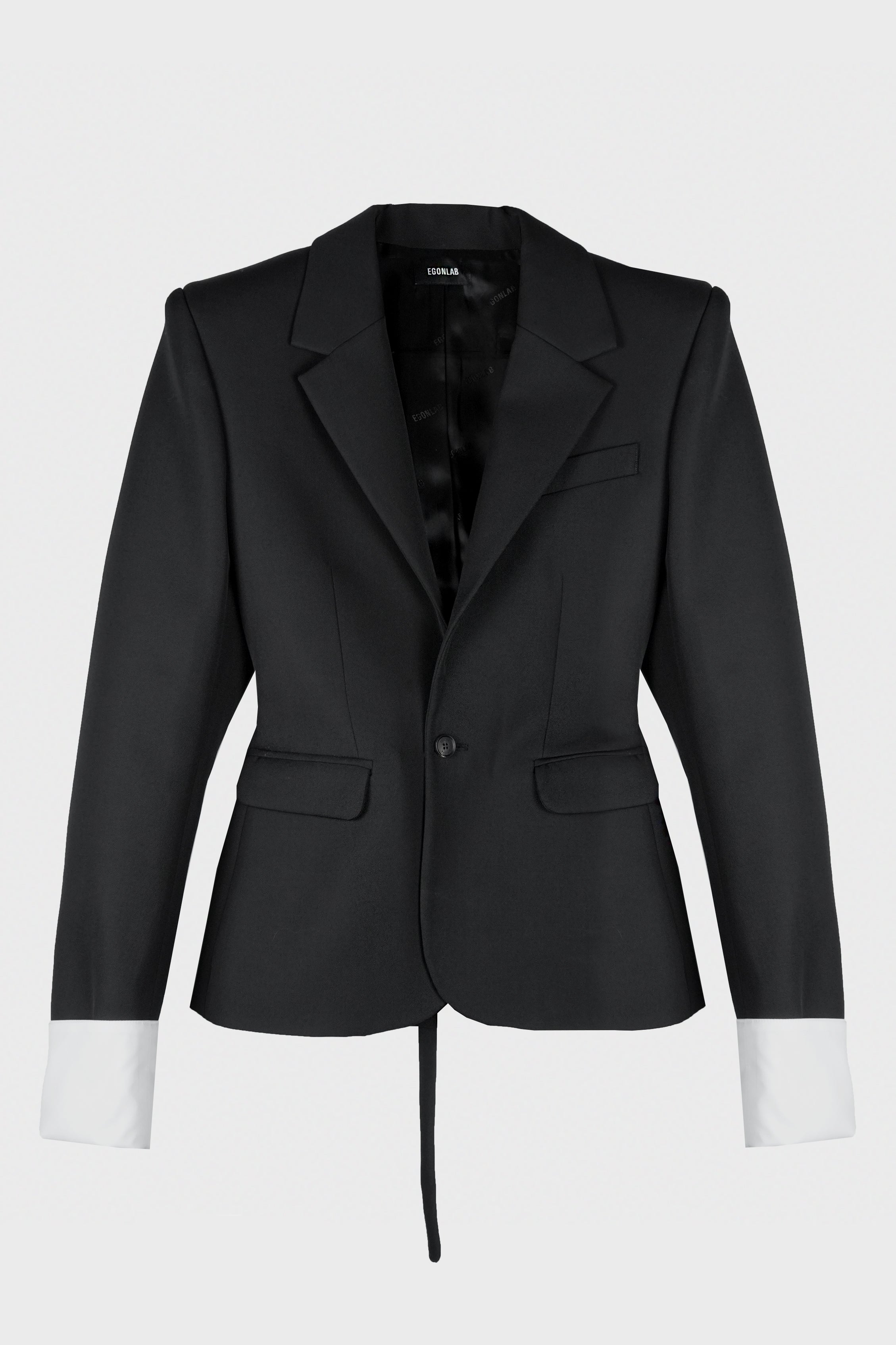 STRUCTURED OPEN CUFF JACKET BLACK TAILORING WOOL